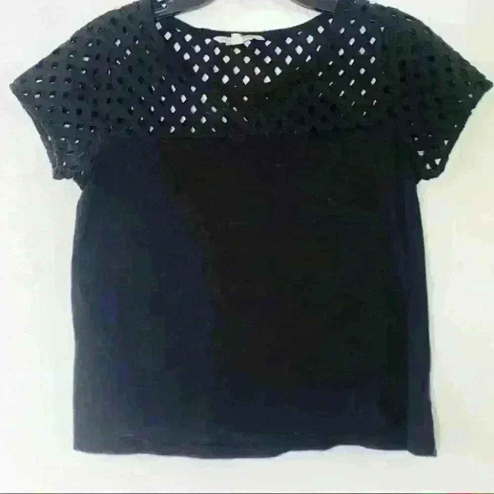 American eagle black lattice crop top medium
